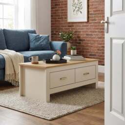 Lexington 2 Drawer Cream and Gold Coffee Table - Wilko - thumbnail 5