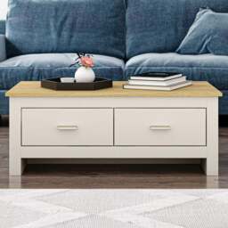 Lexington 2 Drawer Cream and Gold Coffee Table - Wilko - thumbnail 1