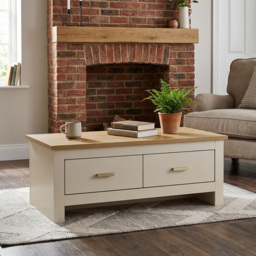 Lexington 2 Drawer Cream and Gold Coffee Table - Wilko - thumbnail 4