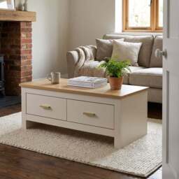 Lexington 2 Drawer Cream and Gold Coffee Table - Wilko - thumbnail 7