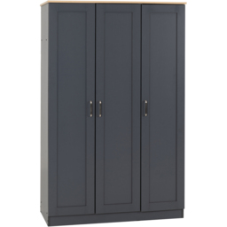 Seconique Portland 3 Door Grey and Oak Effect Wardrobe - Wilko - thumbnail 3