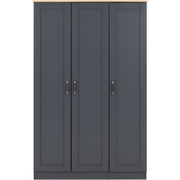 Seconique Portland 3 Door Grey and Oak Effect Wardrobe - Wilko - thumbnail 4