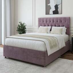 Bedmaster Double Mauve Naples Linen Divan Base with Lona Headboard - Brown - Wilko - thumbnail 1