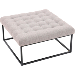 Living and Home Square Linen Fabric Footstool with Metal Frame - Size: 46 x 84 x 80cm - Cream - Wilko - thumbnail 3