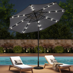 Living and Home Dark Grey 24 LED Crank Lift Garden Parasol with Resin Base 3m - Wilko - thumbnail 3