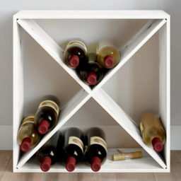 vidaXL 4 Shelf White Freestanding Wine Cabinet - Size: 62 x 62 x 25cm - Wilko