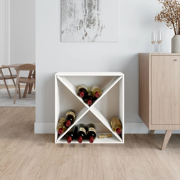 vidaXL 4 Shelf White Freestanding Wine Cabinet - Size: 62 x 62 x 25cm - Wilko - thumbnail 6