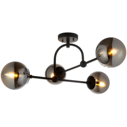 Merano Trieste Smoked Mirror Glass Matt Black Globe Ceiling Light - Size: 70.5 x 70.5 x 32.5cm - Wilko - thumbnail 4