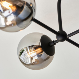 Merano Trieste Smoked Mirror Glass Matt Black Globe Ceiling Light - Size: 70.5 x 70.5 x 32.5cm - Wilko - thumbnail 6