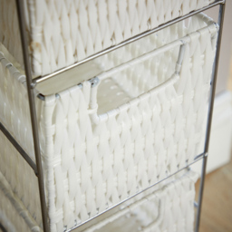 Home Source Ankara 4 Drawer Silver and White Slim Wicker Basket Storage Unit - Size: 65 x 17 x 20cm - Wilko - thumbnail 5
