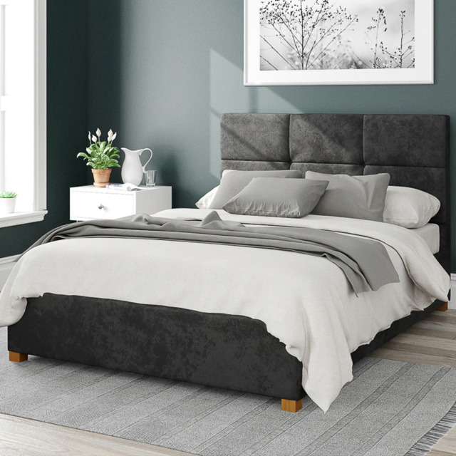 Aspire Caine King Size Black Mirazzi Velvet Ottoman Bed - Aspire Beds - Wilko - image 1