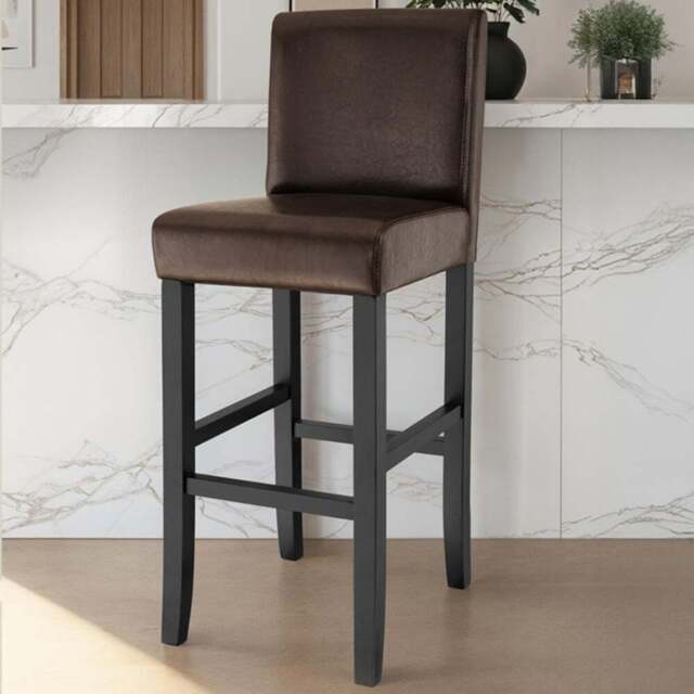 Tectake Brown Leather Padded Bar Stool Set of 2 - Size: 107 x 40 x 41cm - Wilko - image 1