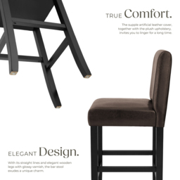 Tectake Brown Leather Padded Bar Stool Set of 2 - Size: 107 x 40 x 41cm - Wilko - thumbnail 4