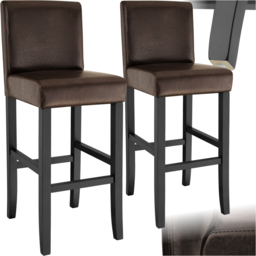 Tectake Brown Leather Padded Bar Stool Set of 2 - Size: 107 x 40 x 41cm - Wilko - thumbnail 3