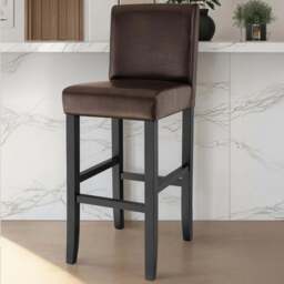 Tectake Brown Leather Padded Bar Stool Set of 2 - Size: 107 x 40 x 41cm - Wilko