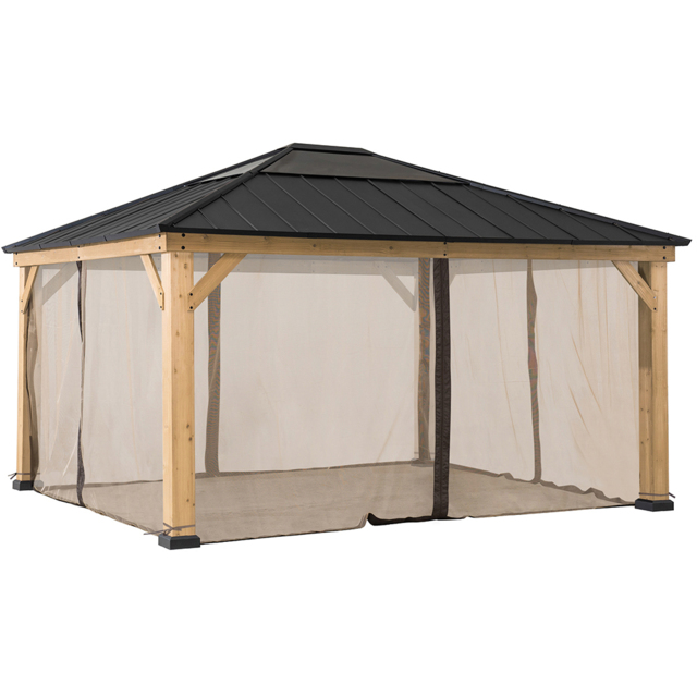 Sunjoy 3.9 x 4.5m Khaki Accessory Netting for Cedar Wood Gazebo (Gazebo Not Include) - Size: 216 x 338.5 x 396.5cm - Brown - Wilko - image 1