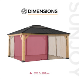 Sunjoy 3.9 x 4.5m Khaki Accessory Netting for Cedar Wood Gazebo (Gazebo Not Include) - Size: 216 x 338.5 x 396.5cm - Brown - Wilko - thumbnail 6