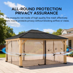 Sunjoy 3.9 x 4.5m Khaki Accessory Netting for Cedar Wood Gazebo (Gazebo Not Include) - Size: 216 x 338.5 x 396.5cm - Brown - Wilko - thumbnail 5