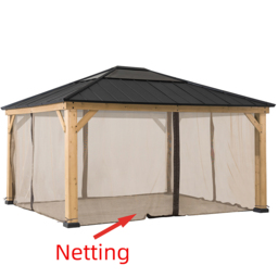 Sunjoy 3.9 x 4.5m Khaki Accessory Netting for Cedar Wood Gazebo (Gazebo Not Include) - Size: 216 x 338.5 x 396.5cm - Brown - Wilko - thumbnail 3
