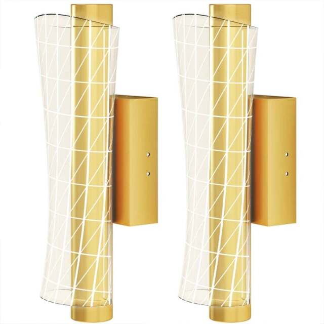HOMCOM Gold Tone Modern Geometric LED Wall Light 2 Pack - Size: 16 x 30 x 36cm - Wilko - image 1