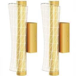 HOMCOM Gold Tone Modern Geometric LED Wall Light 2 Pack - Size: 16 x 30 x 36cm - Wilko