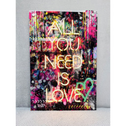 Splashbax All You Need Is Love LED Neon Unframed Wall Art - Size: 90 x 60 x 7cm - Multi - Wilko - thumbnail 3