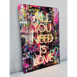 Splashbax All You Need Is Love LED Neon Unframed Wall Art - Size: 90 x 60 x 7cm - Multi - Wilko - thumbnail 5