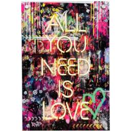 Splashbax All You Need Is Love LED Neon Unframed Wall Art - Size: 90 x 60 x 7cm - Multi - Wilko