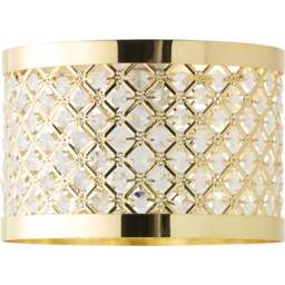 ValueLights Hadley Gold Jewel Drum Lamp Shade - Size: 16.5 x 24 x 24cm - White - Wilko