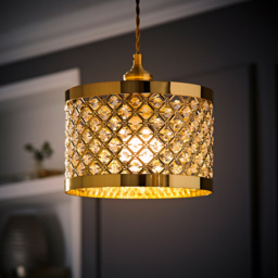 ValueLights Hadley Gold Jewel Drum Lamp Shade - Size: 16.5 x 24 x 24cm - White - Wilko - thumbnail 3