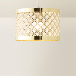 ValueLights Hadley Gold Jewel Drum Lamp Shade - Size: 16.5 x 24 x 24cm - White - Wilko - thumbnail 6
