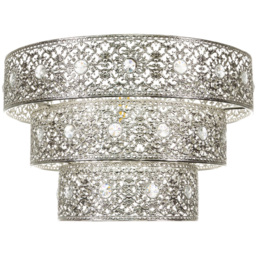 Happy Homewares Moroccan Style 3 Tier Polished Silver Acrylic Gem Pendant Shade - Size: 20 x 30 x 30cm - Wilko - thumbnail 5