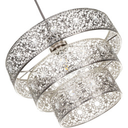 Happy Homewares Moroccan Style 3 Tier Polished Silver Acrylic Gem Pendant Shade - Size: 20 x 30 x 30cm - Wilko - thumbnail 4