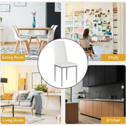 Costway Set of 4 White Upholstered High Back Dining Chairs - Wilko - thumbnail 7