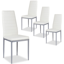 Costway Set of 4 White Upholstered High Back Dining Chairs - Wilko - thumbnail 3