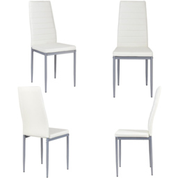 Costway Set of 4 White Upholstered High Back Dining Chairs - Wilko - thumbnail 4