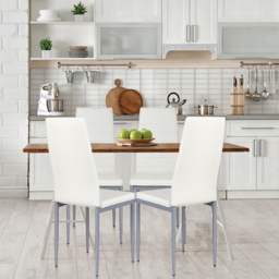 Costway Set of 4 White Upholstered High Back Dining Chairs - Wilko - thumbnail 5