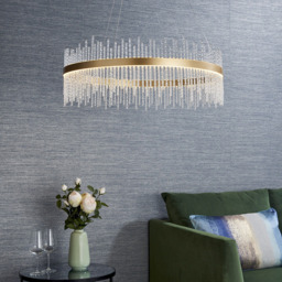 Merano Trapani Brushed Gold Glass Pendant Light - Size: 70 x 70 x 120cm - Wilko - thumbnail 7