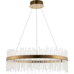 Merano Trapani Brushed Gold Glass Pendant Light - Size: 70 x 70 x 120cm - Wilko - thumbnail 1