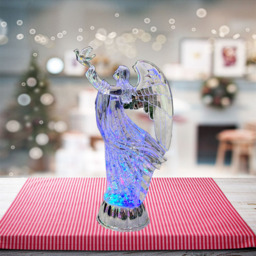 Shatchi Battery Powered LED Acrylic Swirling Glitter Angel Figure - Size: 300 x 150 x 150cm - Clear - Wilko - thumbnail 3