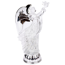 Shatchi Battery Powered LED Acrylic Swirling Glitter Angel Figure - Size: 300 x 150 x 150cm - Clear - Wilko - thumbnail 1