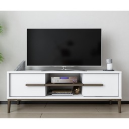 Decorotika Erisa 7 Shelf White and Walnut Modern TV Unit - Size: 43.6 x 120 x 29.6cm - Multi - Wilko - thumbnail 6