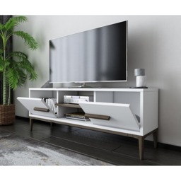Decorotika Erisa 7 Shelf White and Walnut Modern TV Unit - Size: 43.6 x 120 x 29.6cm - Multi - Wilko - thumbnail 4