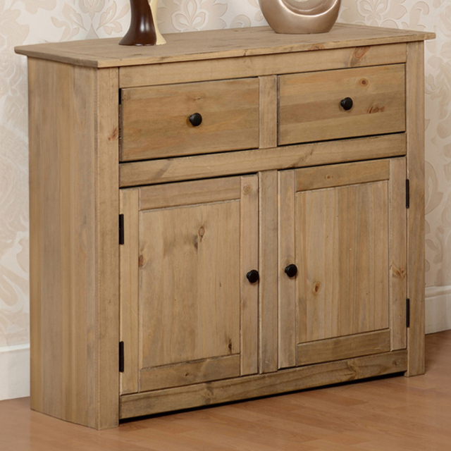 Seconique Panama 2 Door 2 Drawer Natural Wax Sideboard - Size: 40 x 93 x 80cm - Brown - Wilko - image 1