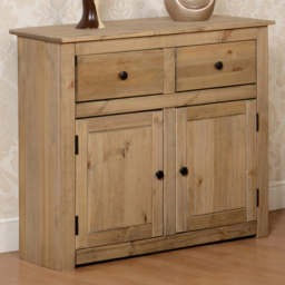 Seconique Panama 2 Door 2 Drawer Natural Wax Sideboard - Size: 40 x 93 x 80cm - Brown - Wilko