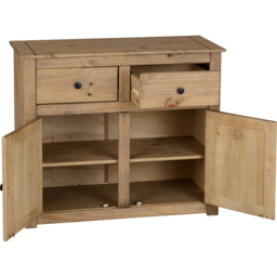 Seconique Panama 2 Door 2 Drawer Natural Wax Sideboard - Size: 40 x 93 x 80cm - Brown - Wilko - thumbnail 5