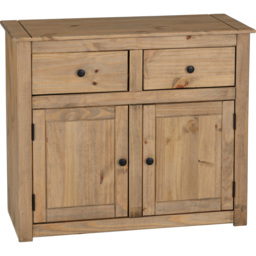 Seconique Panama 2 Door 2 Drawer Natural Wax Sideboard - Size: 40 x 93 x 80cm - Brown - Wilko - thumbnail 3