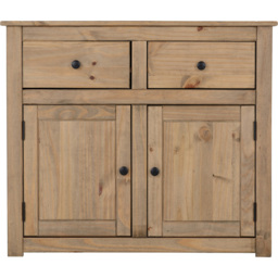 Seconique Panama 2 Door 2 Drawer Natural Wax Sideboard - Size: 40 x 93 x 80cm - Brown - Wilko - thumbnail 4