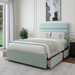 Bedmaster Small Double Duck Egg Linen 4 Drawer Divan Base with Milan Headboard - Blue - Wilko - thumbnail 3
