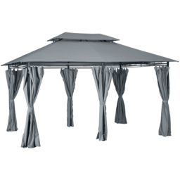 Outsunny 4 x 3m 2-Tier Grey Gazebo Shelter with Curtains - Size: 280 x 400 x 300cm - Wilko - thumbnail 3
